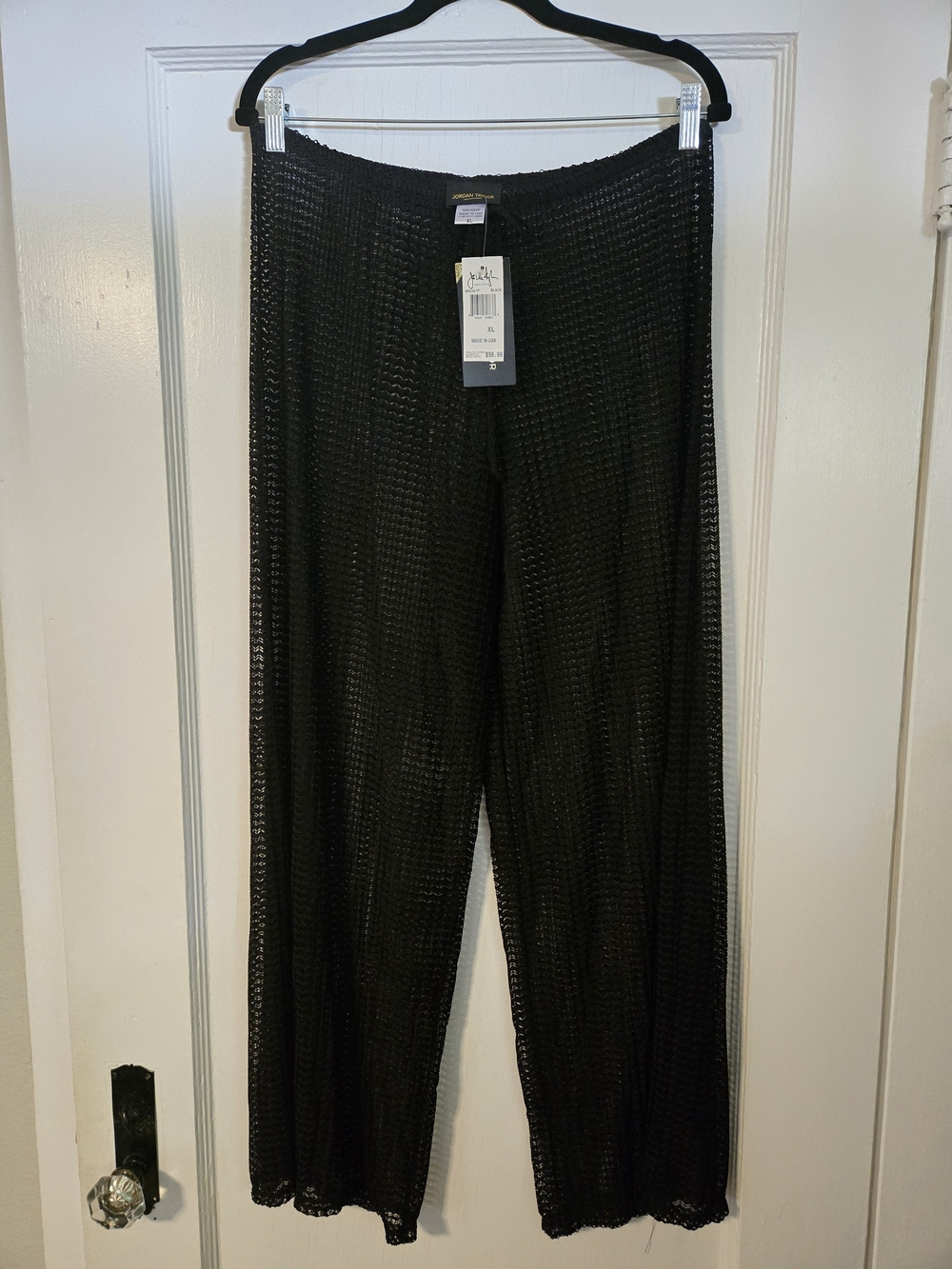 Jordan Taylor Black Mesh Wide-Leg Joggers